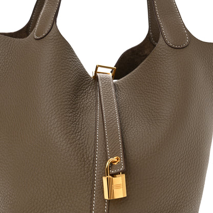Hermes Taurillon Clemence Picotin Lock 22 MM Etoupe 8 of 12
