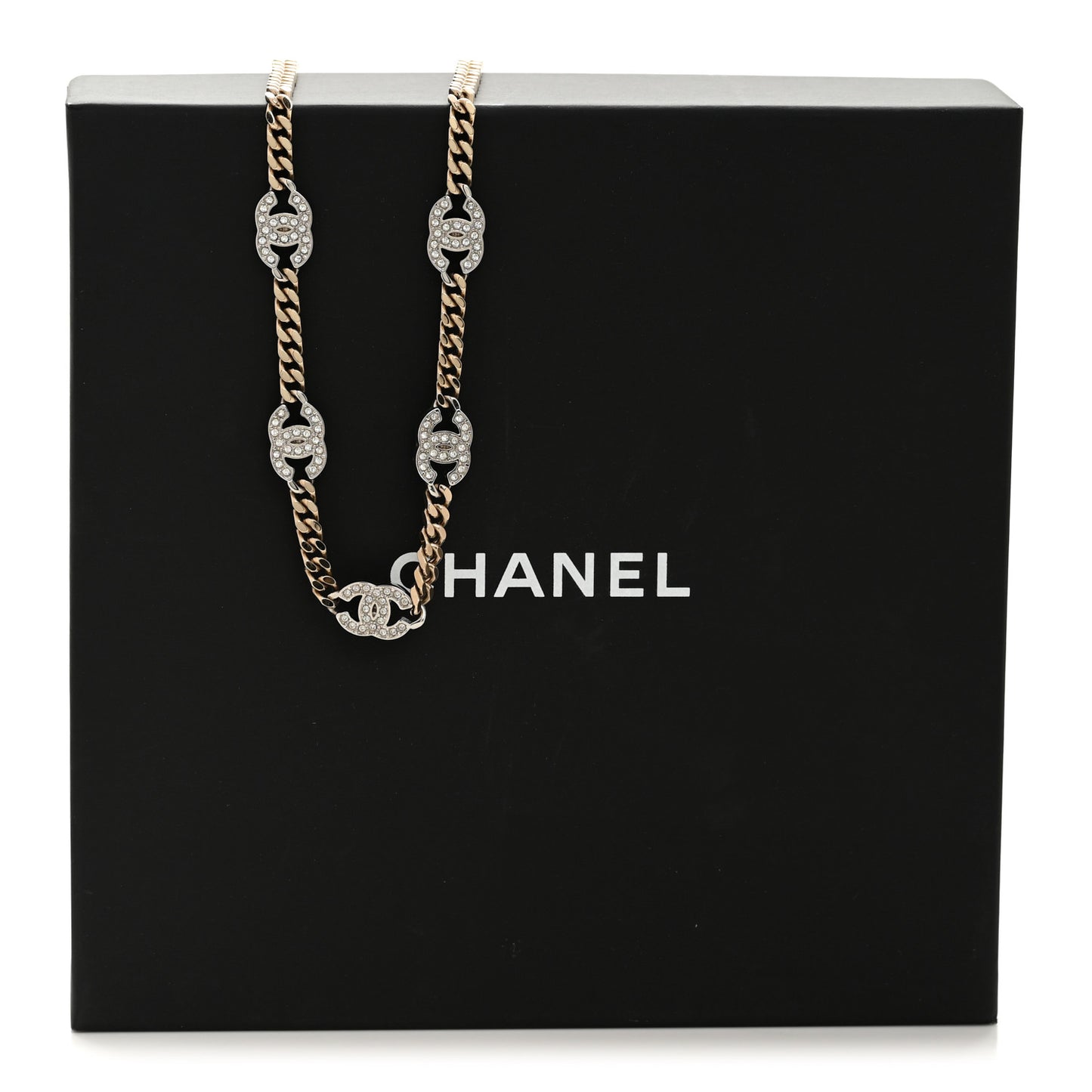 Crystal Chain CC Link Choker Gold Silver