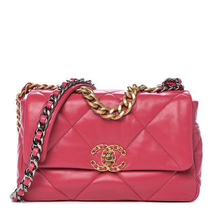 Chanel Lambskin Quilted Medium 19 Flap Dark Pink 1 of 10