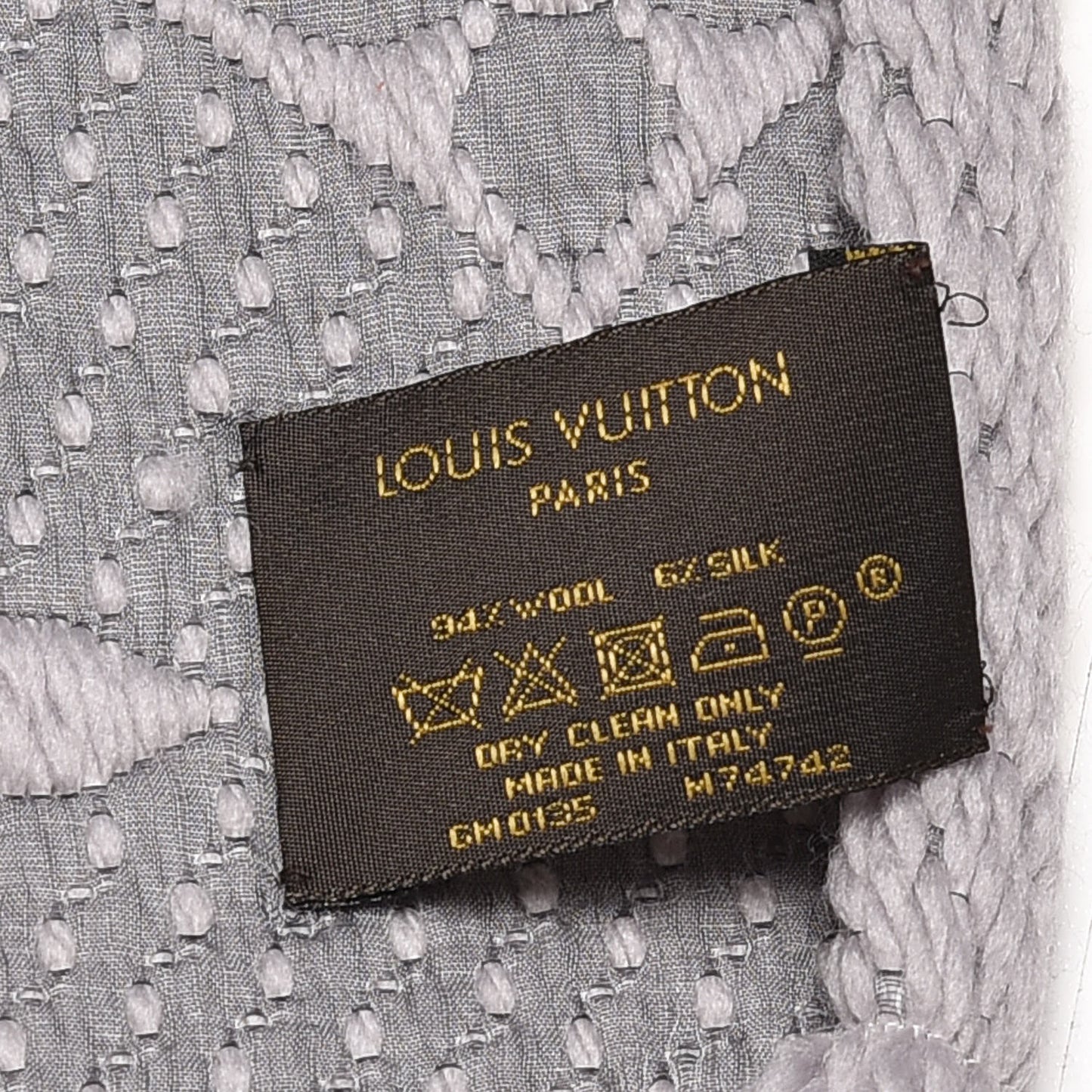 Wool Silk Logomania Scarf Pearl Grey