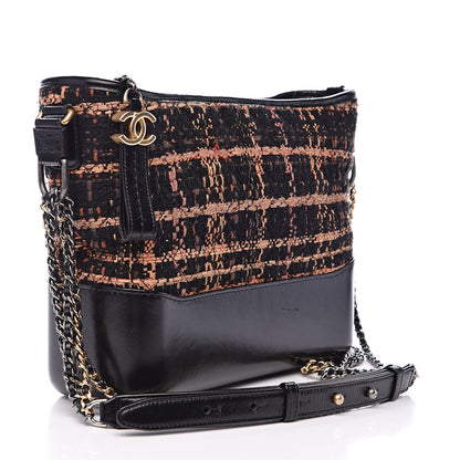 Chanel Tweed Calfskin Medium Gabrielle Hobo Black Brown 3 of 12