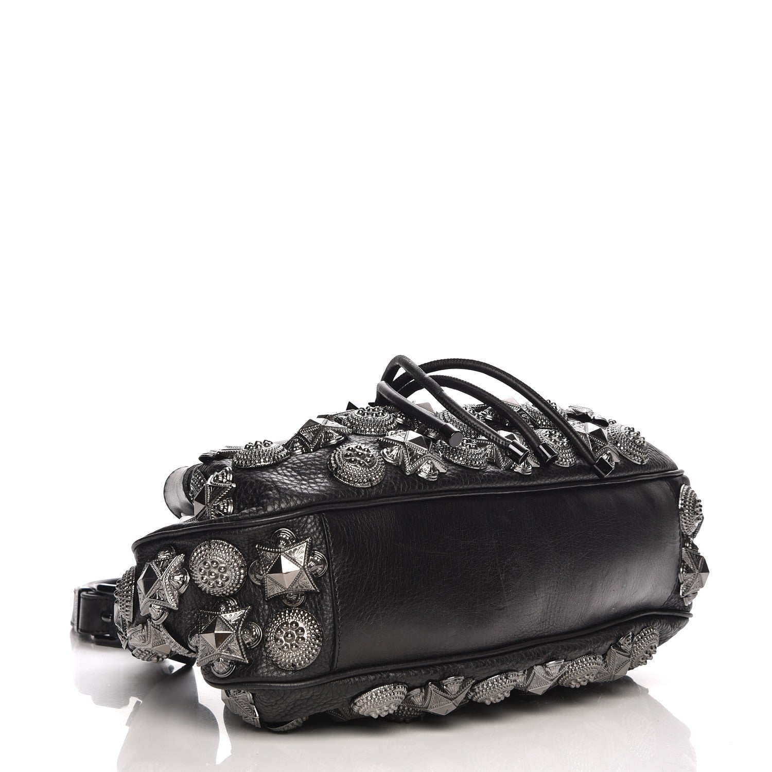 Burberry Calfskin Mason Warrior Studded Hobo Black 4 of 9