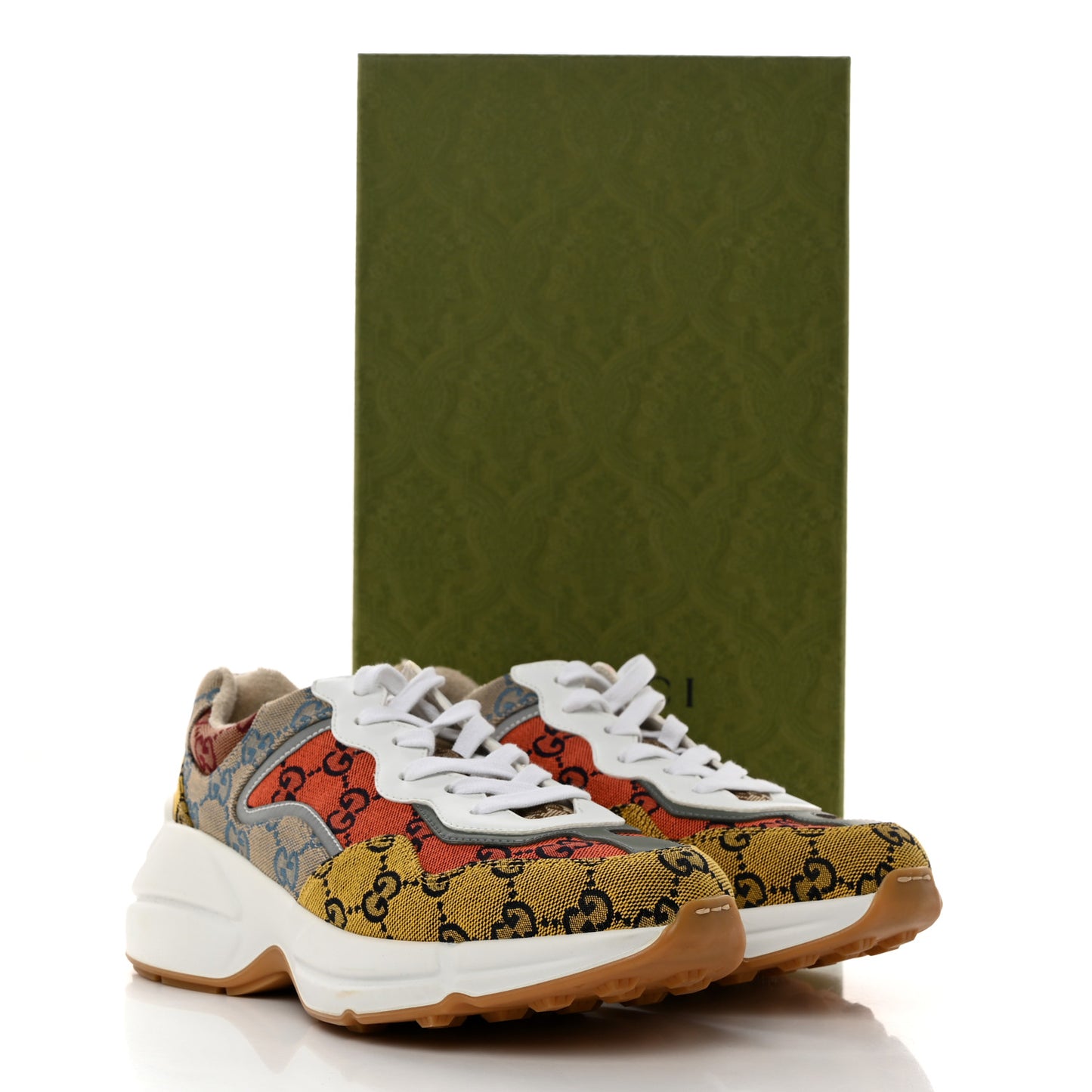 Monogram Multicolor Demetra Womens Rhyton Sneakers 38 Yellow Blue Great White Tabasco