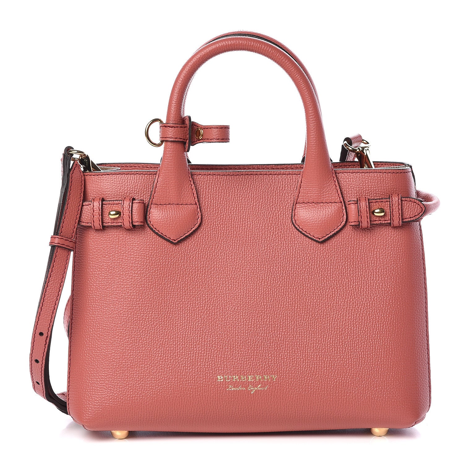 Burberry Grainy Calfskin House Check Small Banner Tote Cinnamon Red 1 of 9