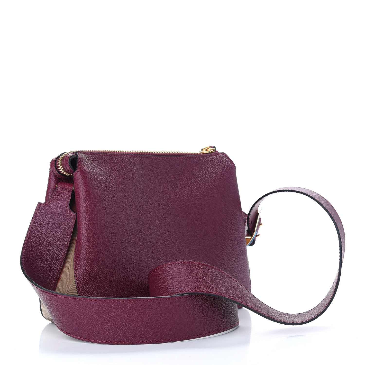 Burberry Soft Grain Calfskin House Check Small Helmsley Crossbody Dark Plum 2 of 7