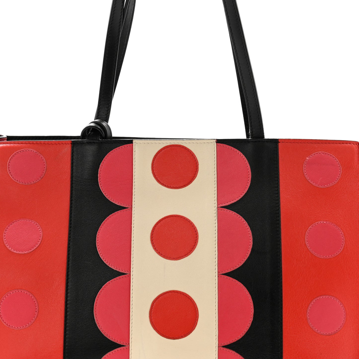 Calfskin Carmen Medium Tote Black Deep Rose