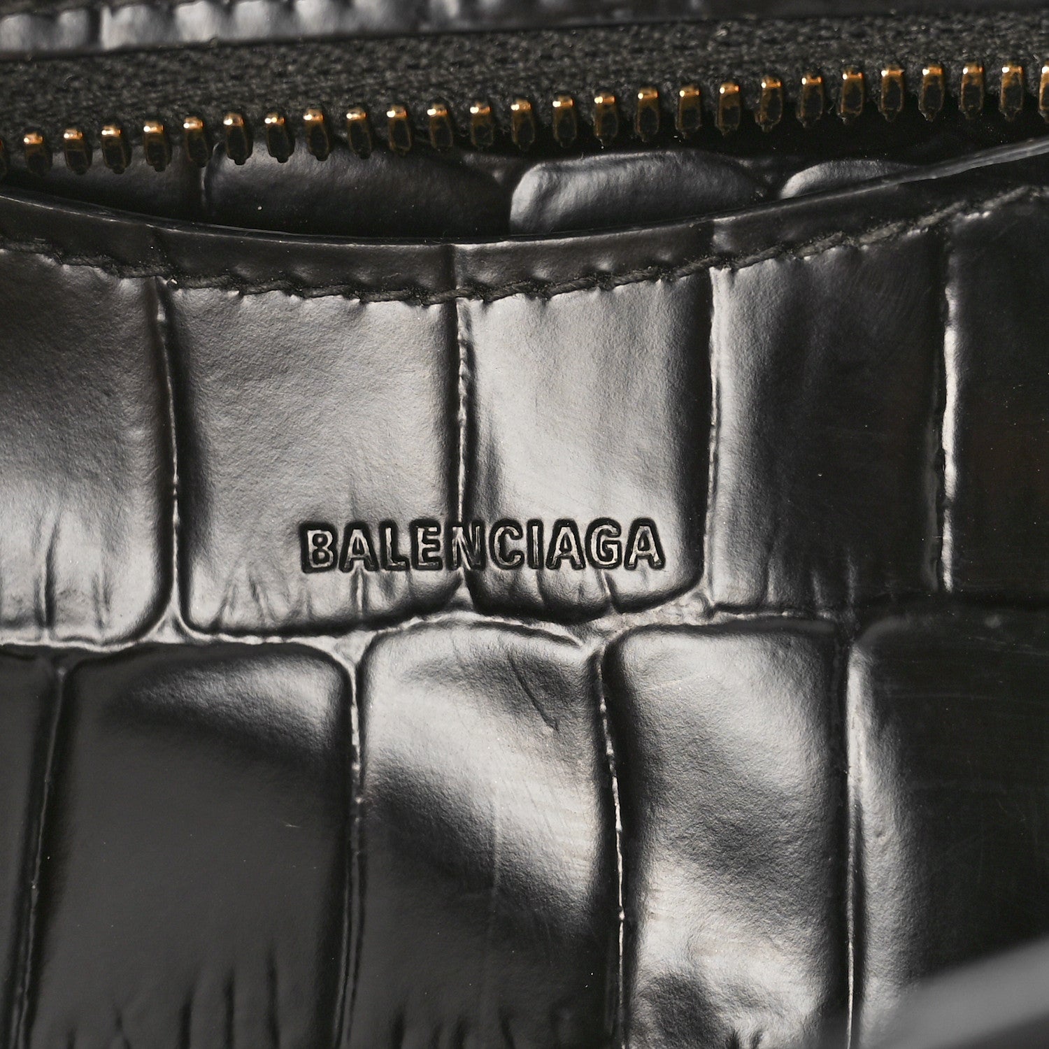 Balenciaga Semi Shiny Calfskin Crocodile Embossed Neo Classic Black Hardware Mini City Black 6 of 10