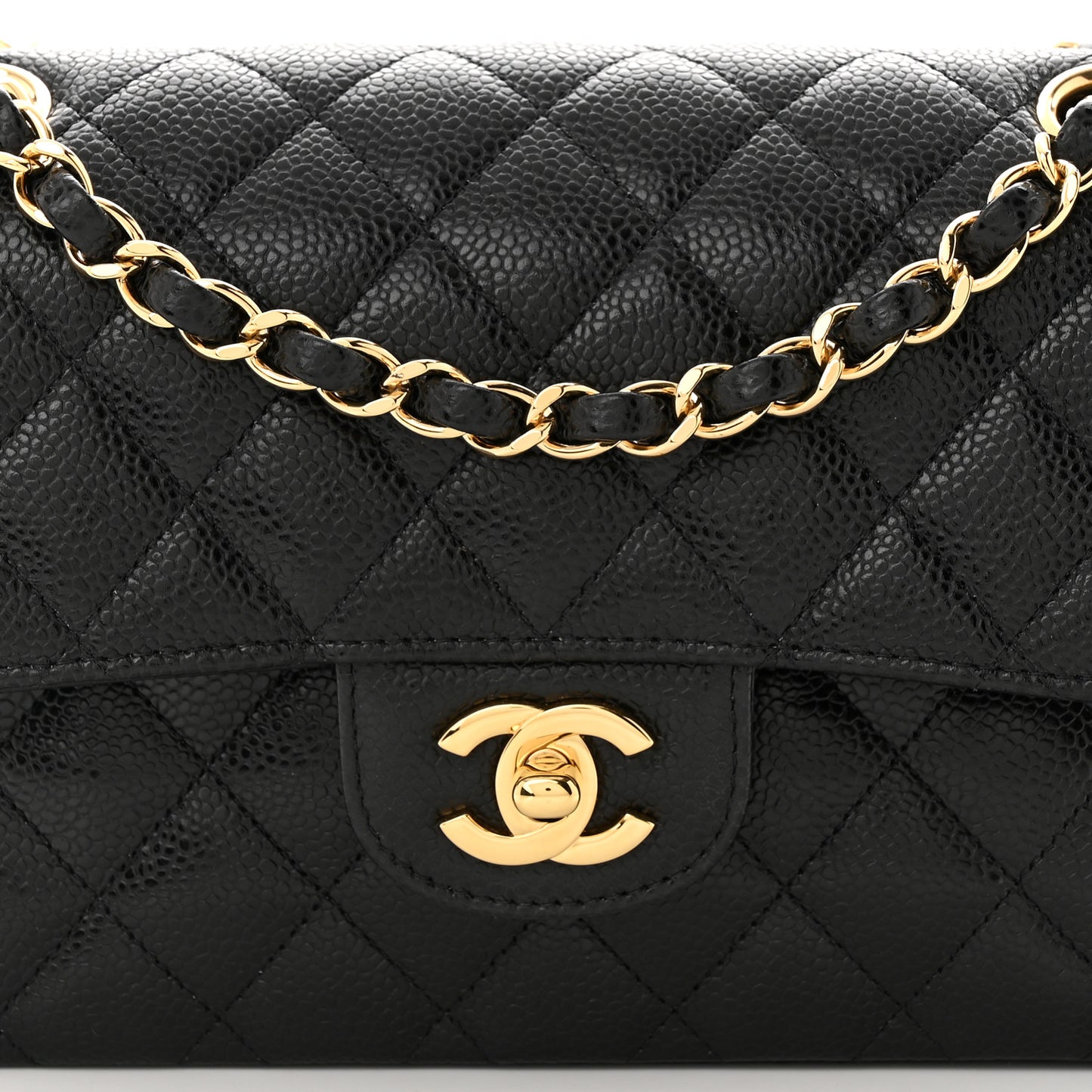 Caviar Quilted Small Double Flap Black