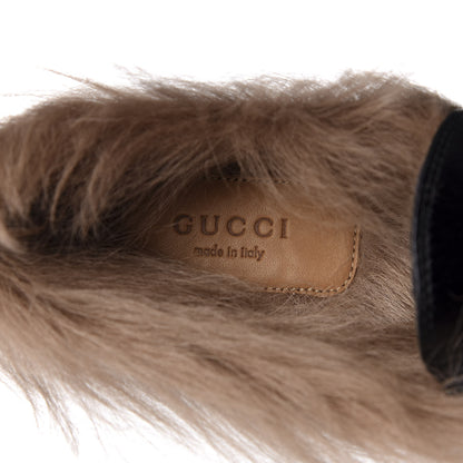 Gucci Malaga Kid Fur Womens Jordaan Loafers 37 Black Natural 5 of 7