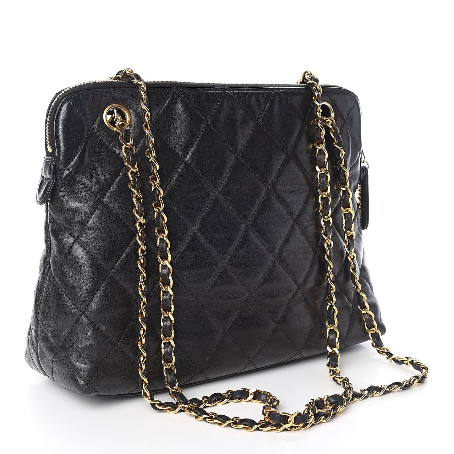 Lambskin Quilted Shoulder Bag Black