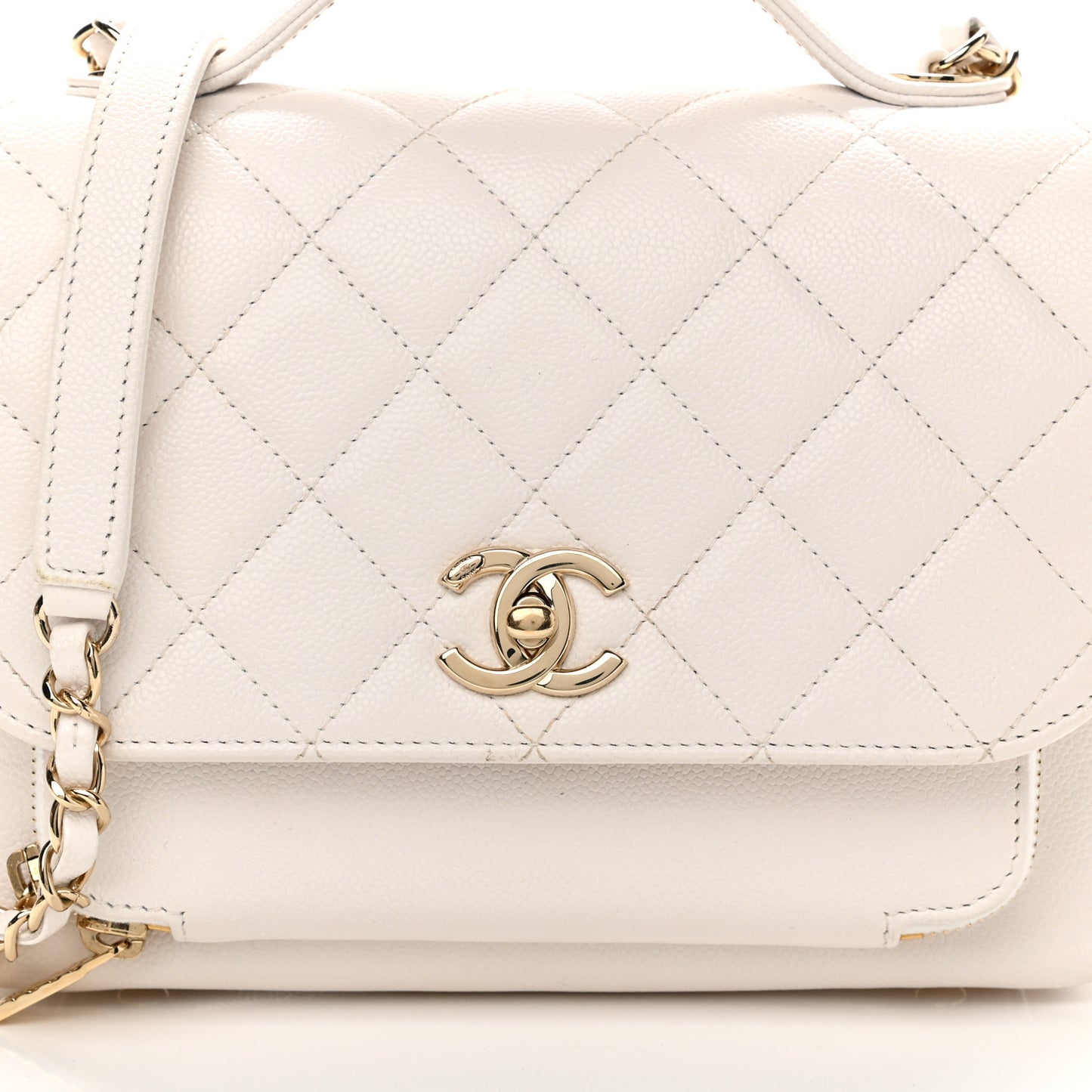 Caviar Quilted Medium Business Affinity Flap White
