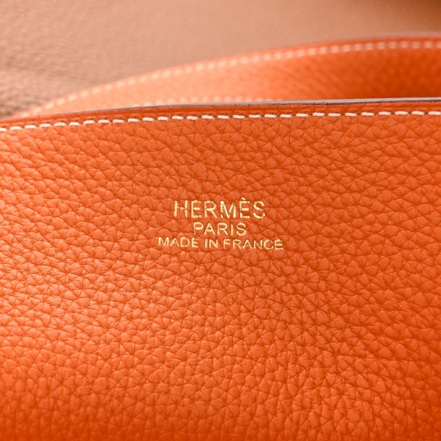 Hermes Taurillon Clemence Double Sens 45 Reversible Tote Orange Gold 10 of 18