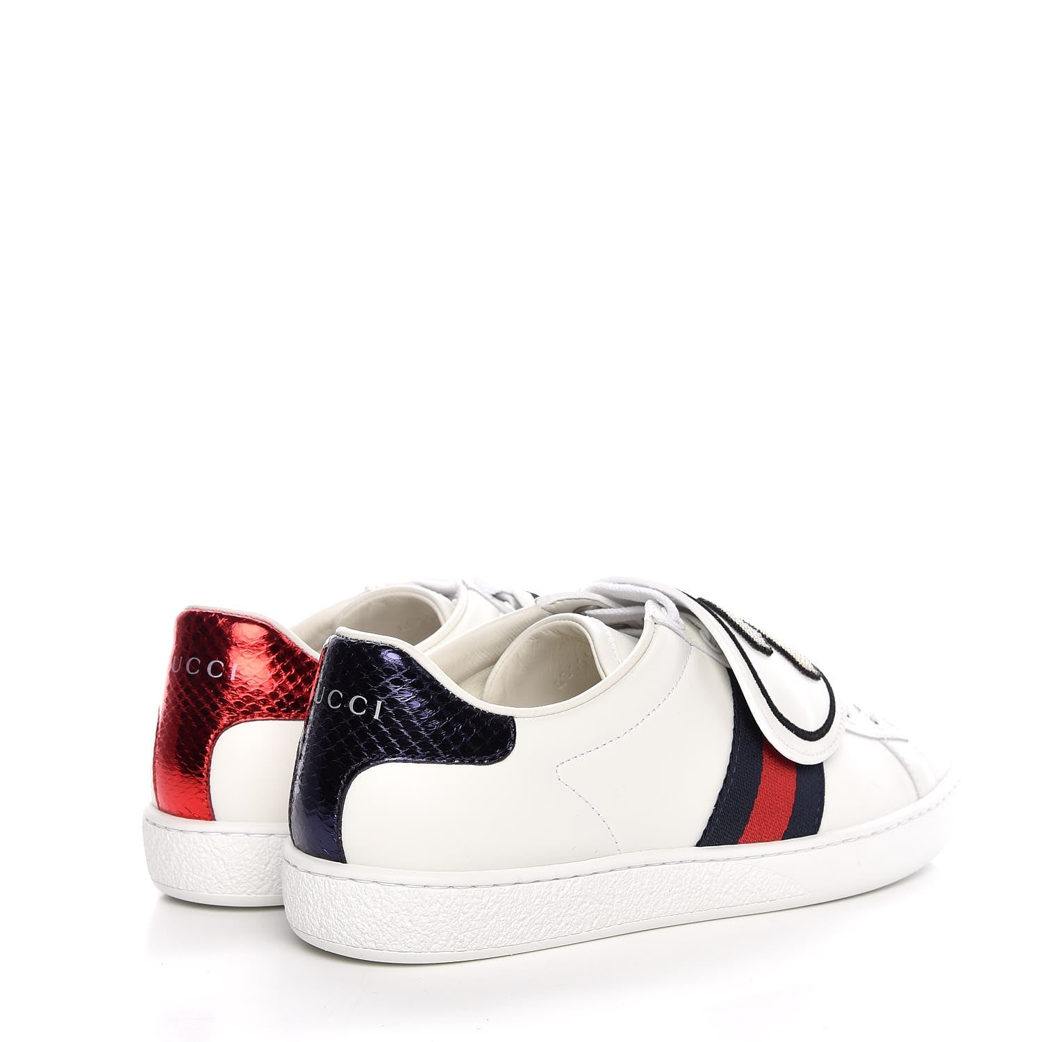 Gucci Calfskin Ayers Web Dagger Embroidered Ace Sneakers 37 White 4 of 11