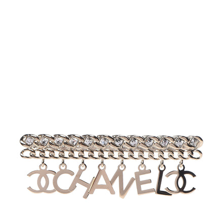 Chanel Crystal CC Logo Charms Brooch Gold 1 of 3
