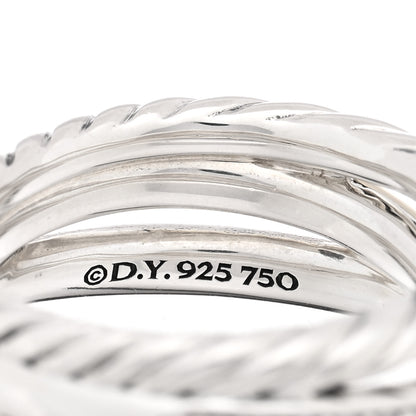 David Yurman Sterling Silver 18K Yellow Gold Diamond 11mm Wide Crossover Cable Ring 47 4 4 of 4