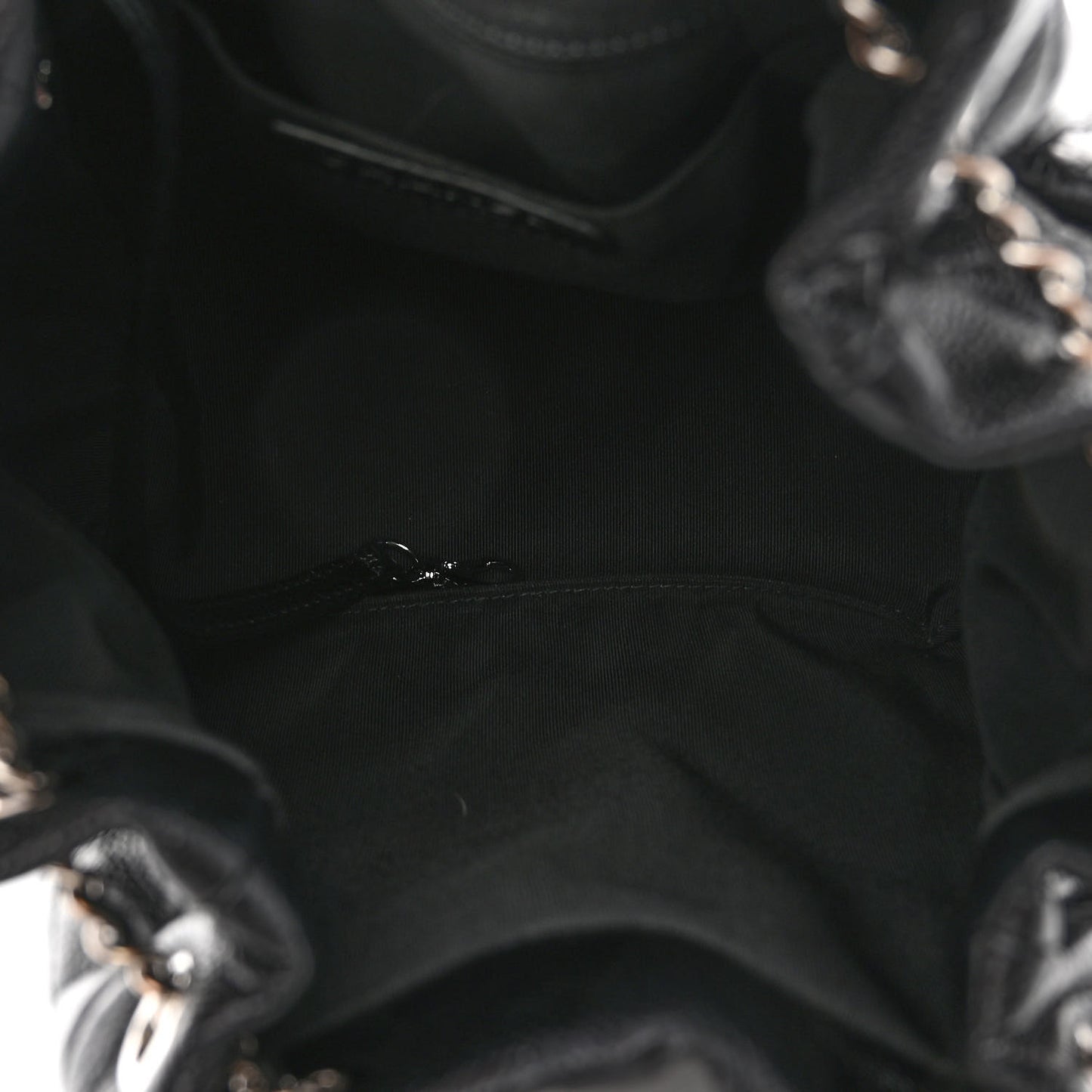 Caviar Quilted Small Chain Bucket Bag Black