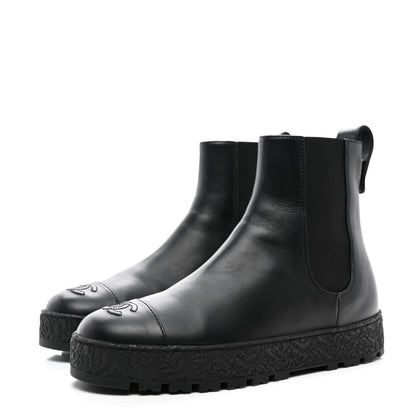 Chanel Calfskin Cap Toe CC Ankle Boots 40 Black 3 of 9