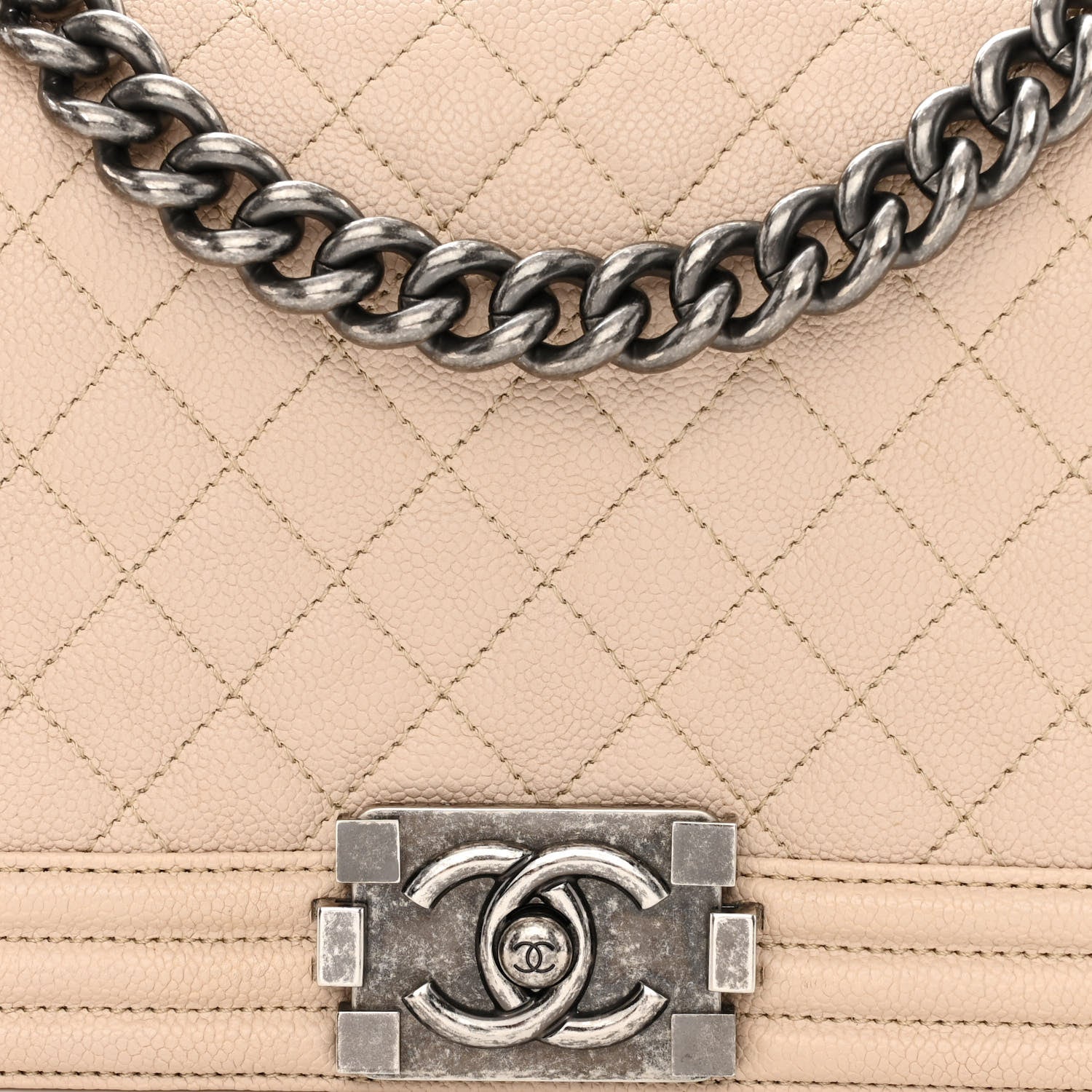 Chanel Caviar Quilted Medium Boy Flap Beige 8 of 11