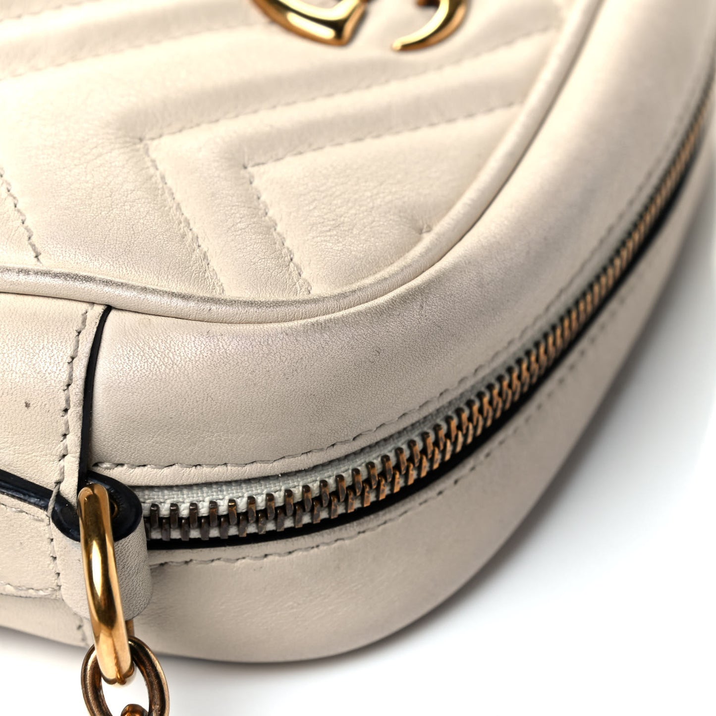 Calfskin Matelasse Mini GG Marmont Chain Shoulder Bag White