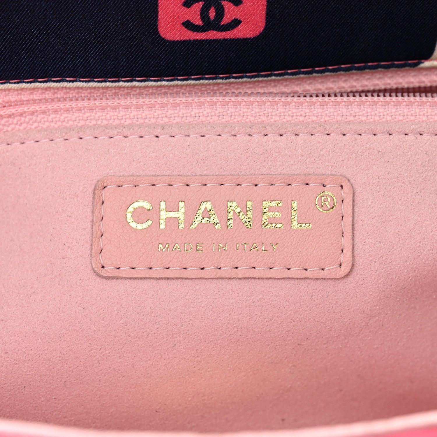 Chanel Nylon Printed Medium Flap Pink Navy White 6 of 11