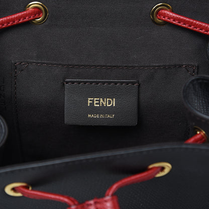 Fendi Vitello Cruise Bi-Color FF 1974 Embossed F is Fendi Drawstring Backpack Black Fragola Maya 6 of 9