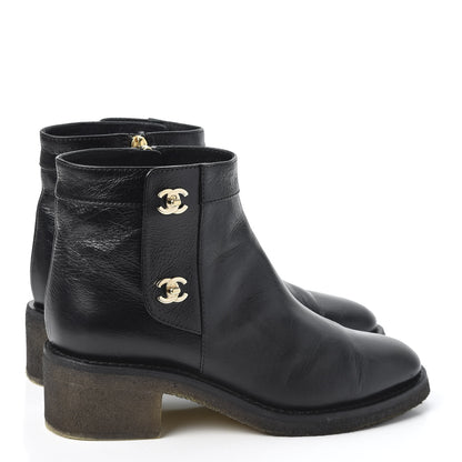 Chanel Calfskin CC Turnlock Ankle Boots 39 Black 4 of 10