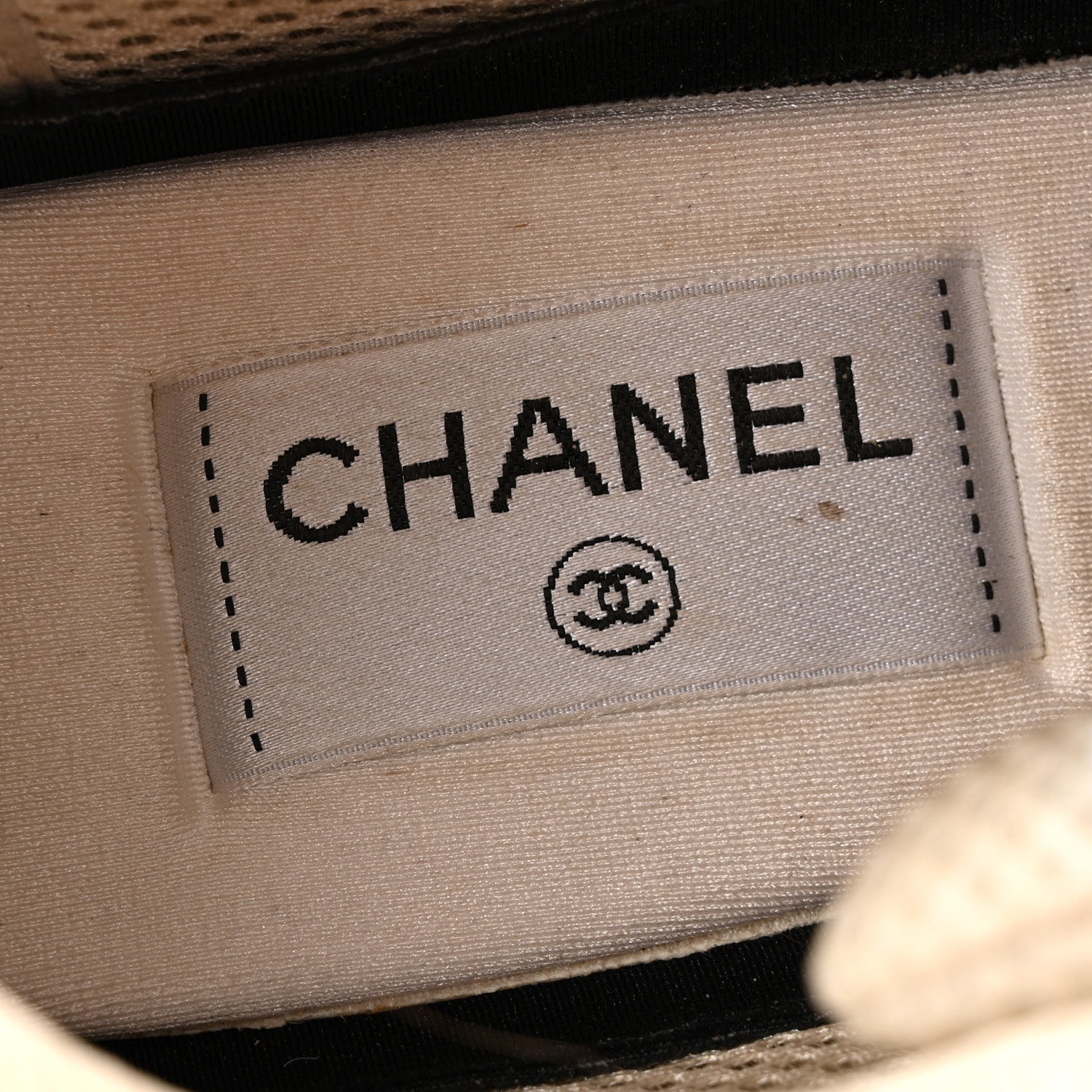 Chanel Fabric Laminated Calfskin Stretch CC Sneakers 37 Ivory White Silver 7 of 14