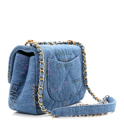 Chanel Denim Quilted Mini Denim Mood Rectangular Flap Blue Multicolor 3 of 11