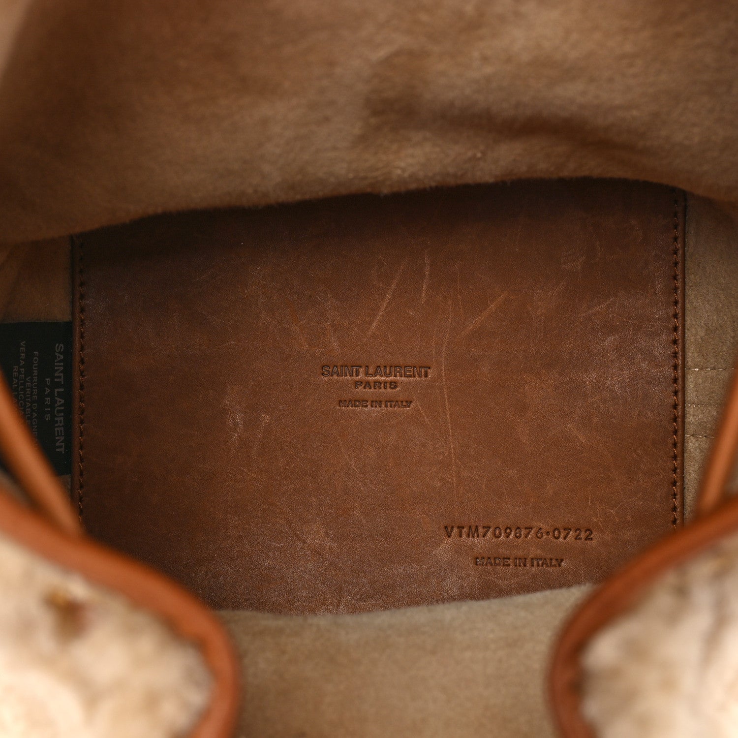 Saint Laurent Shearling Calfskin Small Emmanuelle Bucket Bag Natural Beige 4 of 18