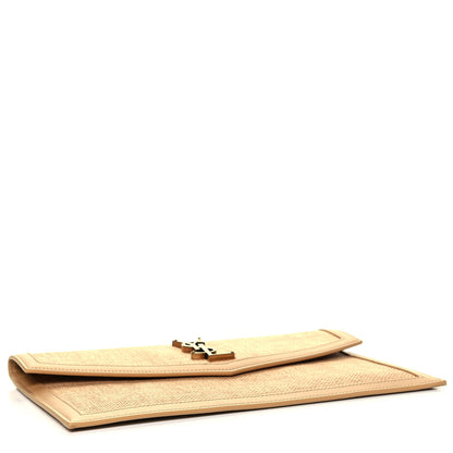 Saint Laurent Micro Raffia Uptown Pouch Natural Hay Blush 4 of 9