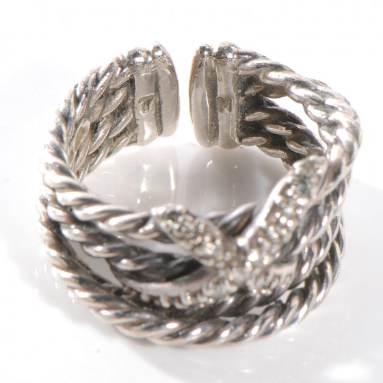 Sterling Silver Diamond X Crossover Ring 6