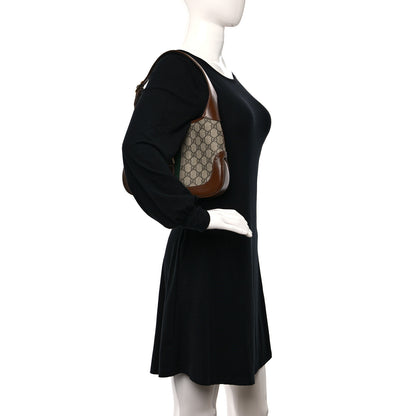 Gucci GG Supreme Monogram Azalea Calfskin Web Small Jackie 1961 Hobo Beige Ebony Brown Sugar 2 of 9