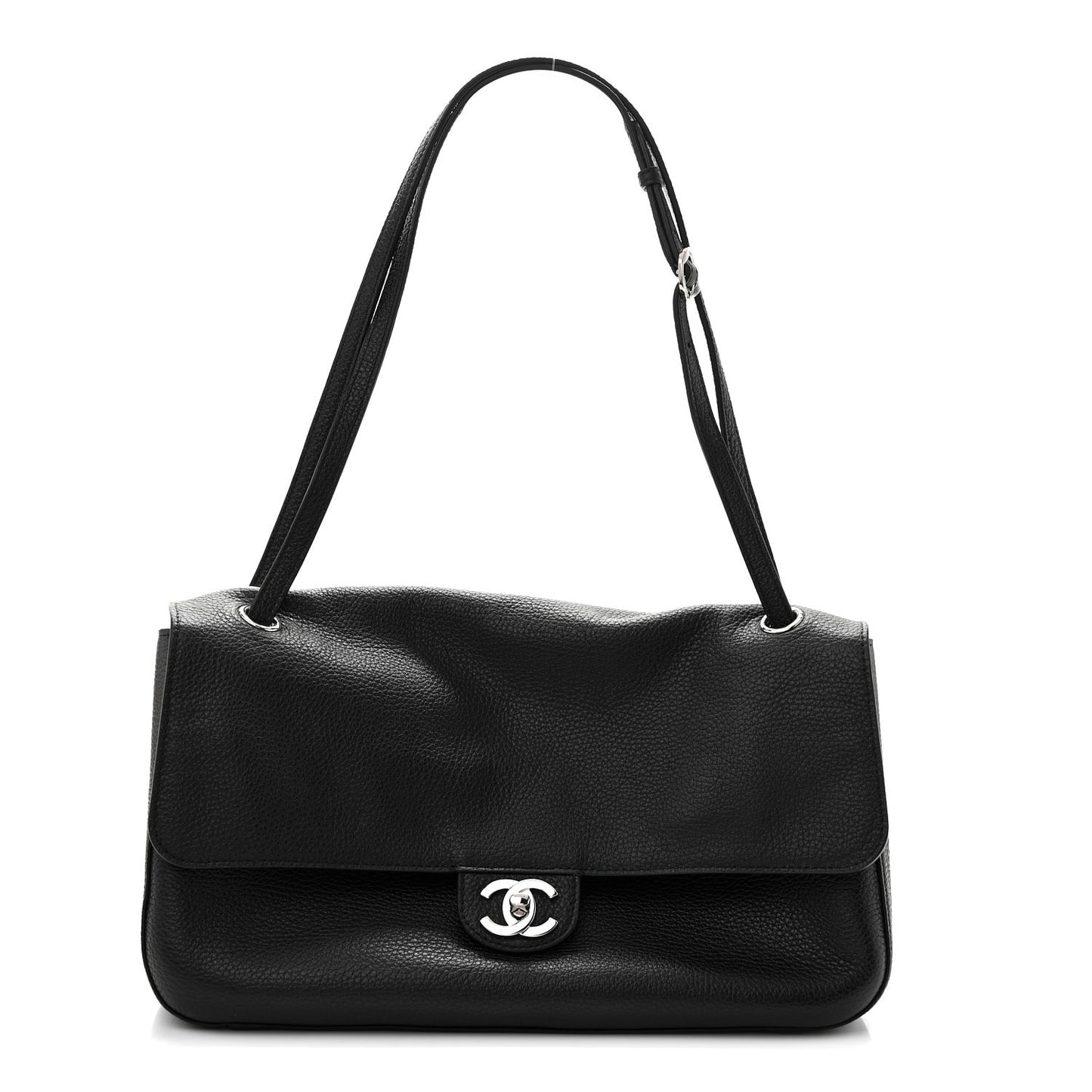 Grained Calfskin Small Souplissimo Maxi Flap Black