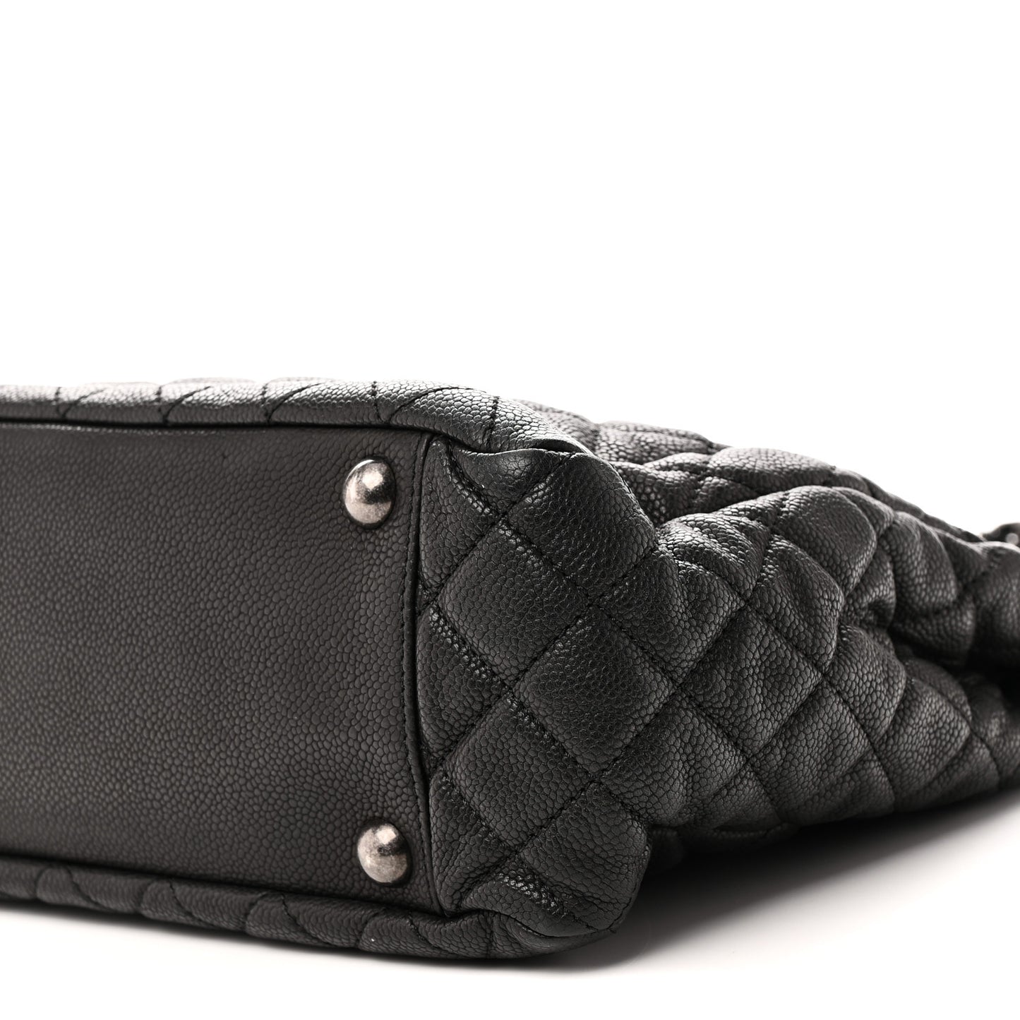 Caviar Quilted Shopping Tote Black