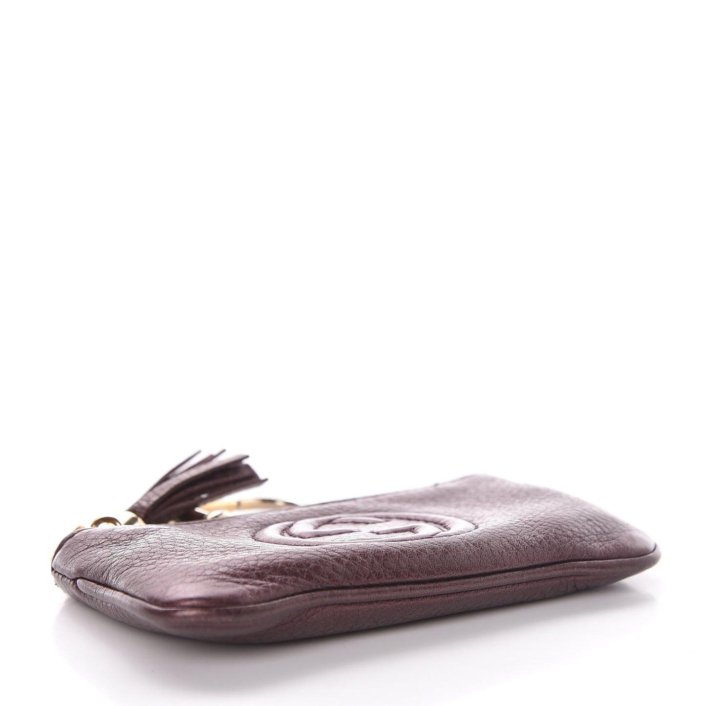 Metallic Pebbled Calfskin Soho Key Case Burgundy