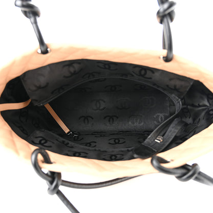 Chanel Calfskin Quilted Large Cambon Tote Beige Black 5 of 10
