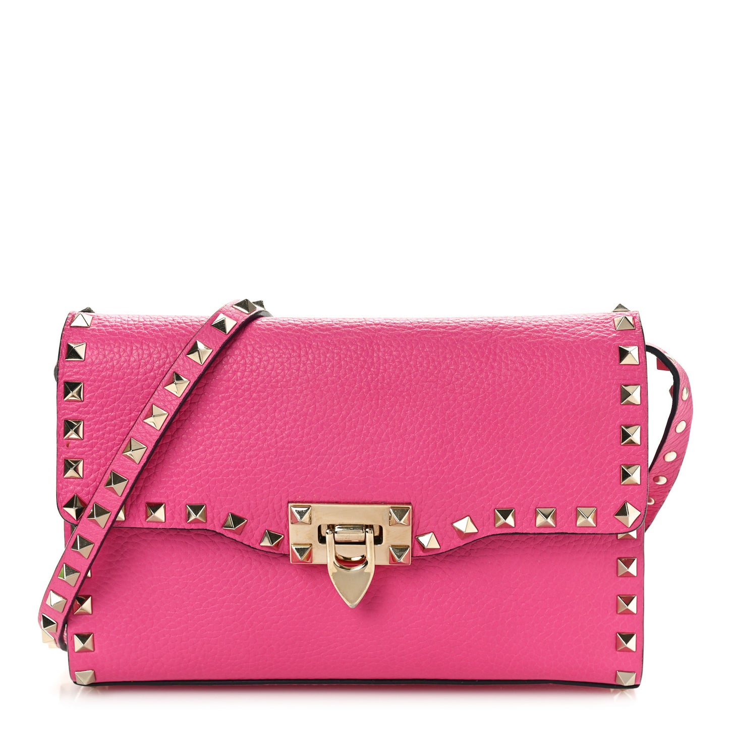 Pebbled Calfskin Medium Rockstud Flip Lock Crossbody Bag