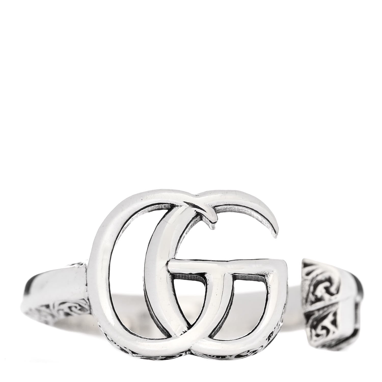 Gucci Sterling Silver GG Marmont Open Ring 57 8 1 of 6