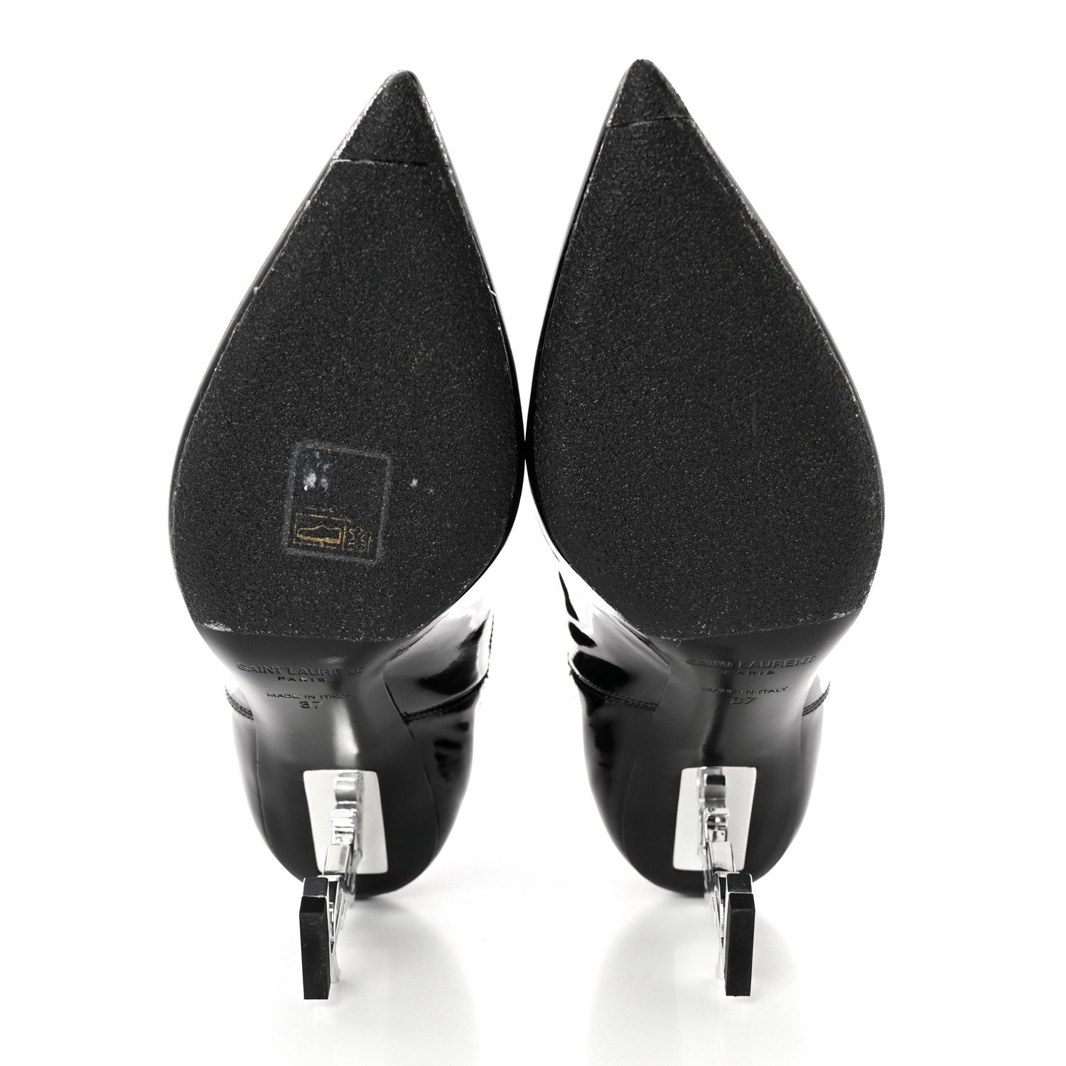 Saint Laurent Patent Opyum Ankle Booties 37 Black 6 of 12