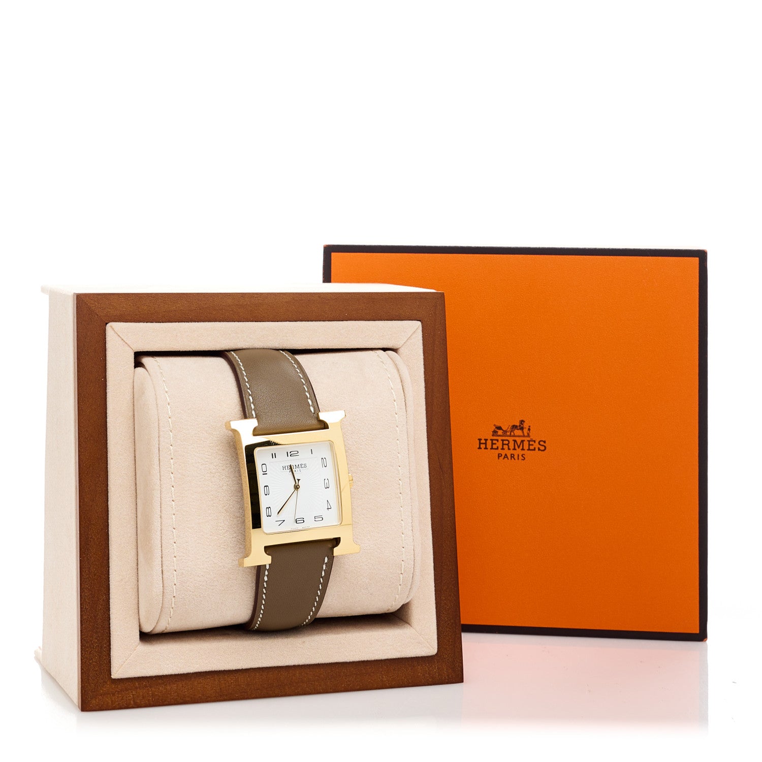 Hermes Stainless Steel Swift 30.5mm Heure H Hour Quartz Watch Etoupe 5 of 5