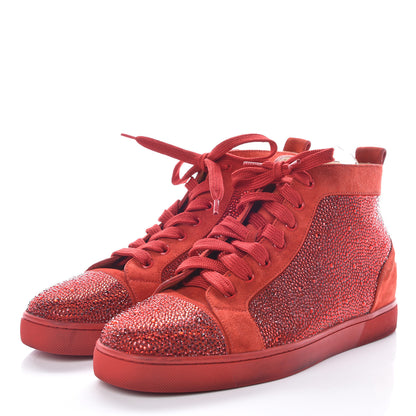 Christian Louboutin Veau Velours Strass Mens Louis Flat Sneakers 41 Red 3 of 18