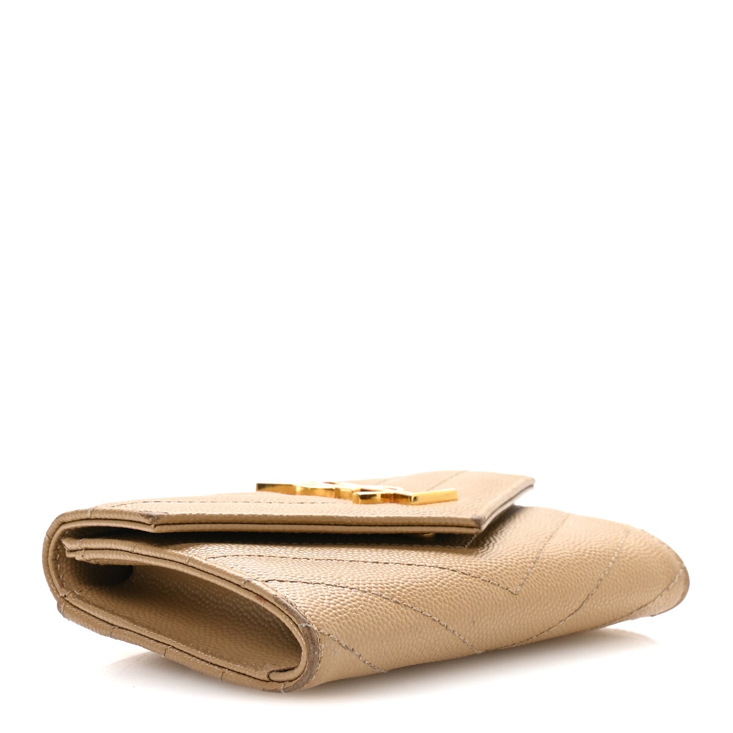 Grain De Poudre Matelasse Chevron Small Monogram Envelope Wallet Dark Latte