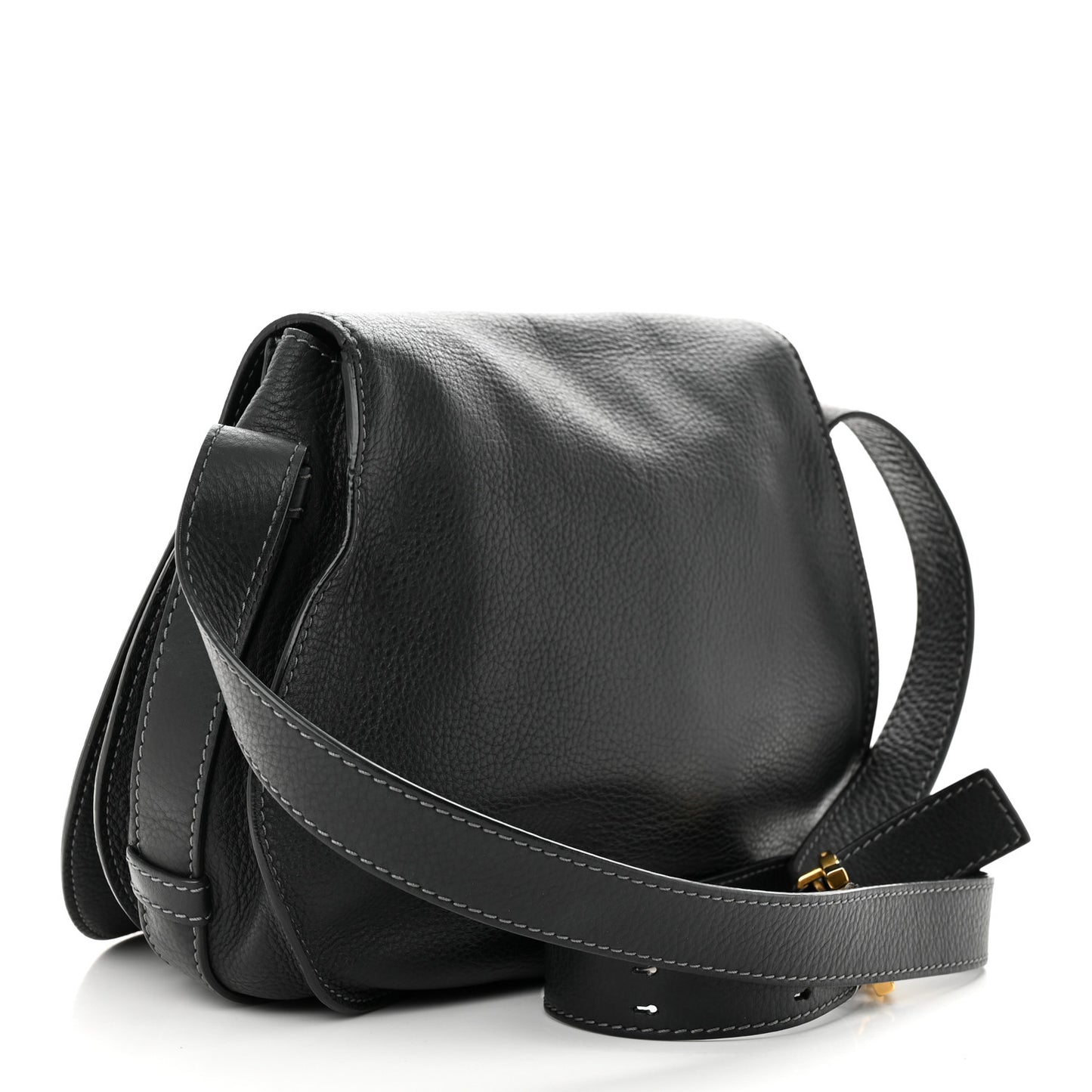 Calfskin Medium Marcie Round Crossbody Bag Black