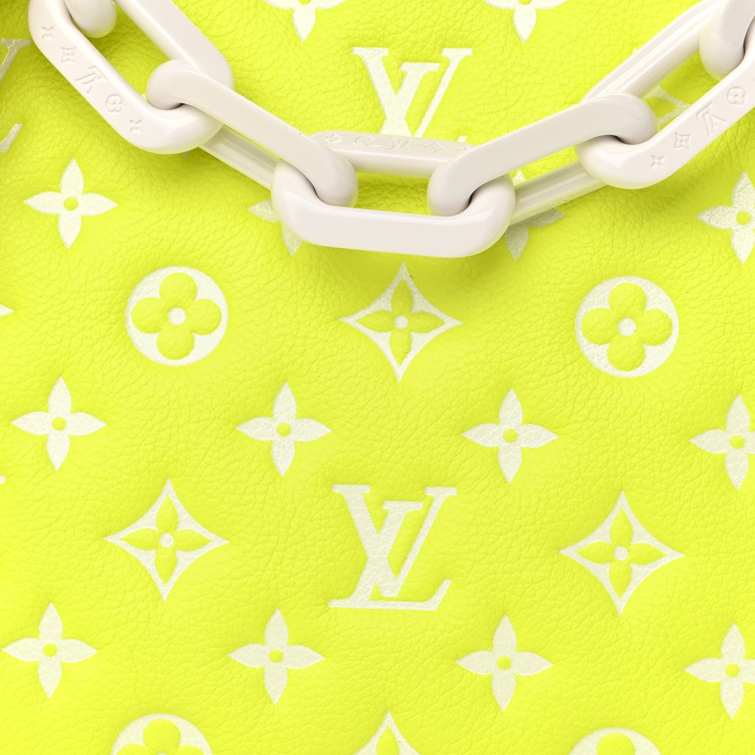 Louis Vuitton Calfskin Embossed Monogram LV Match Coussin PM Fluorescent Yellow 7 of 9