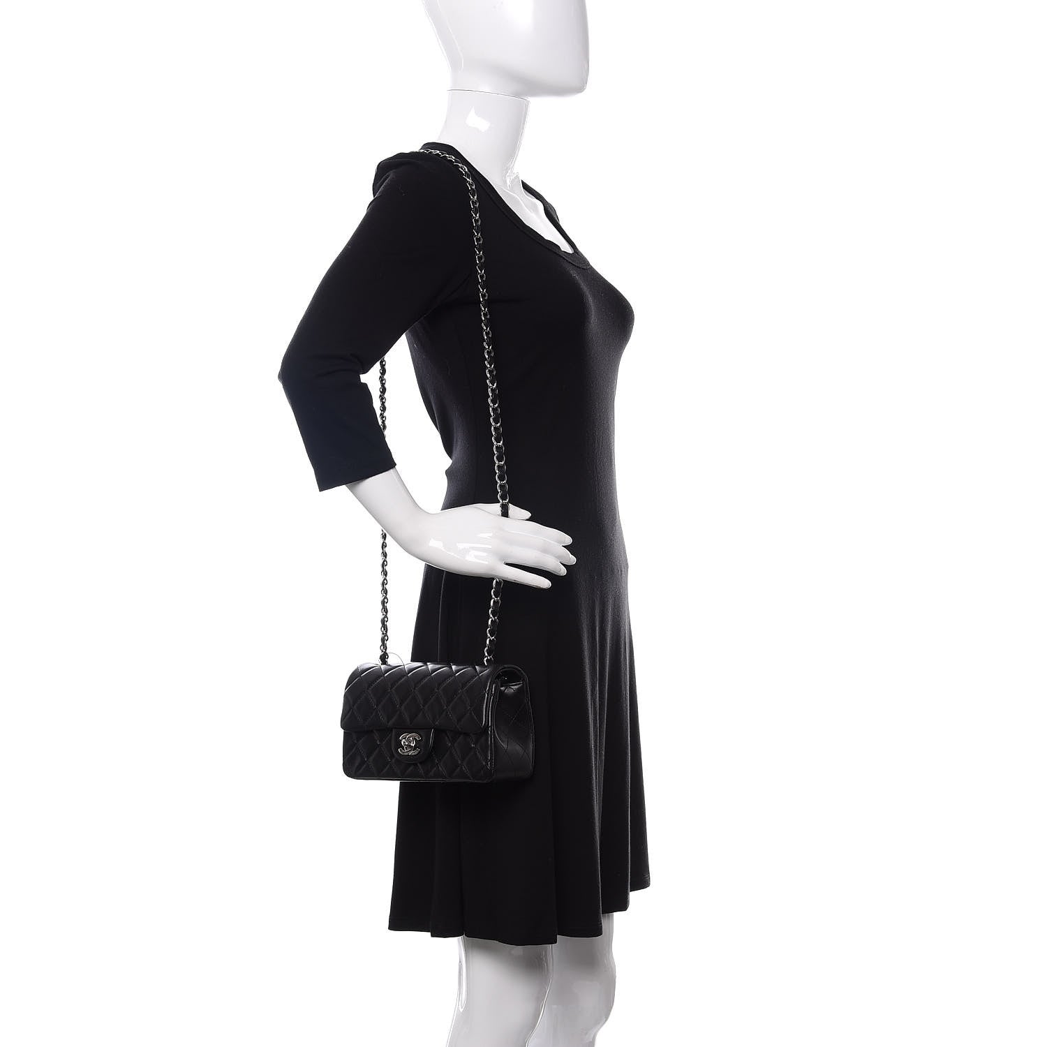 Chanel Lambskin Quilted Mini Rectangular Flap Black 2 of 11