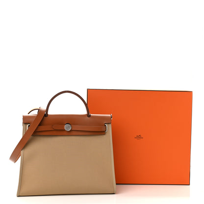 Hermes Vache Hunter Toile Herbag Zip 31 PM Trench Beton 13 of 13