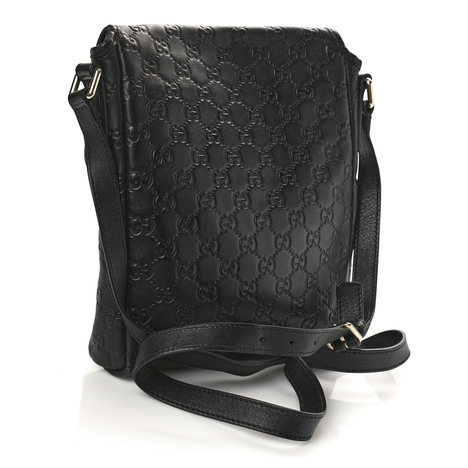 Gucci Guccissima Small Flap Messenger Bag Black 2 of 10