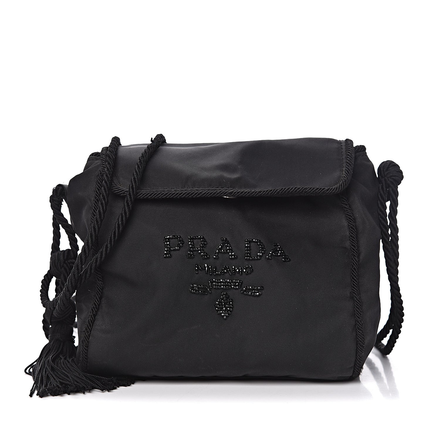 Tessuto Nylon Beaded Bag Black