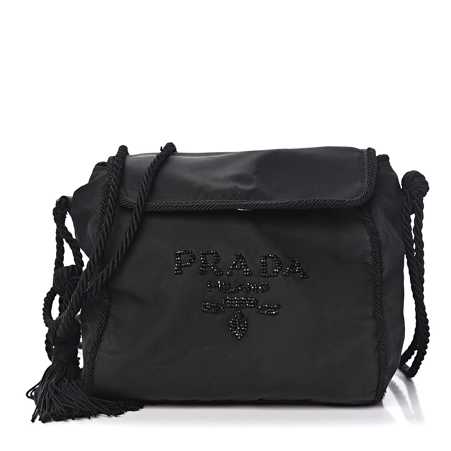 Prada Tessuto Nylon Beaded Bag Black 1 of 14
