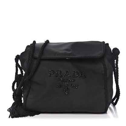 Prada Tessuto Nylon Beaded Bag Black 1 of 14